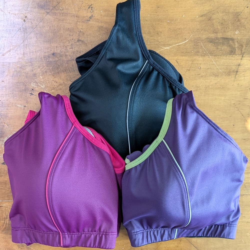 3 Moving Comfort Vixen Sports Bras Pull On Wire Free Workout Athletic XL C/D - Picture 16 of 16